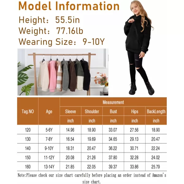Arshiner Girls Warm Hoodie Sherpa Fleece Pullover Button Up Casual Outerwear Coat With Pockets