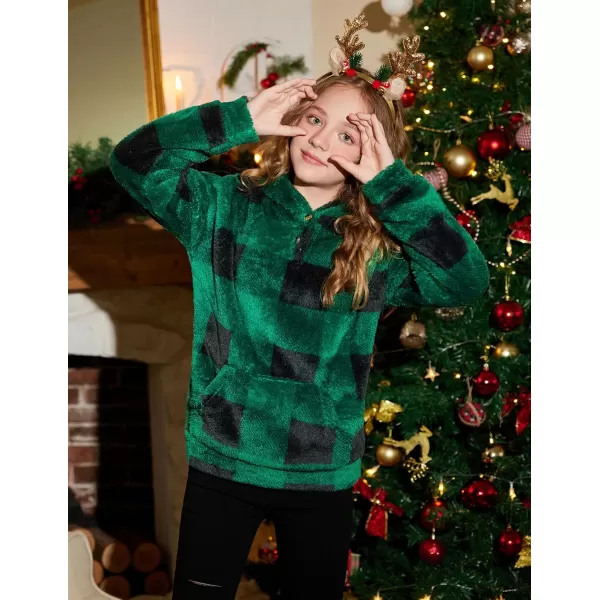 Arshiner Girls Warm Hoodie Sherpa Fleece Pullover Button Up Casual Outerwear Coat With Pockets