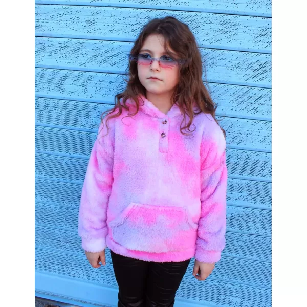 Arshiner Girls Warm Hoodie Sherpa Fleece Pullover Button Up Casual Outerwear Coat With Pockets
