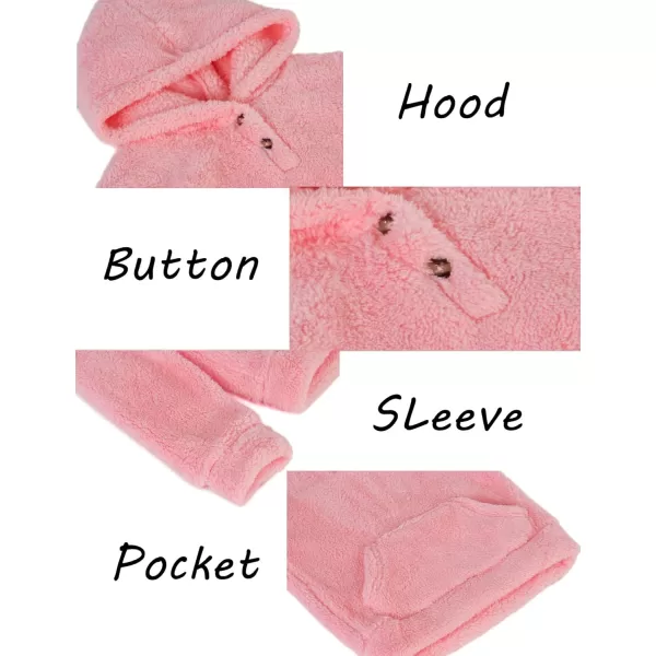 Arshiner Girls Warm Hoodie Sherpa Fleece Pullover Button Up Casual Outerwear Coat With Pockets