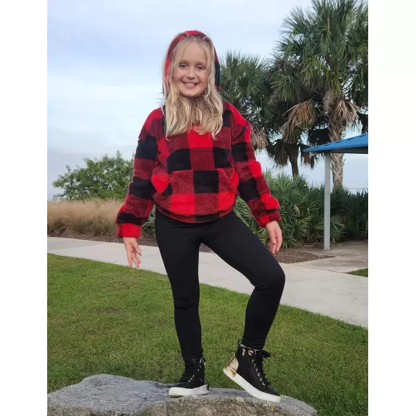 Arshiner Girls Warm Hoodie Sherpa Fleece Pullover Button Up Casual Outerwear Coat With Pockets