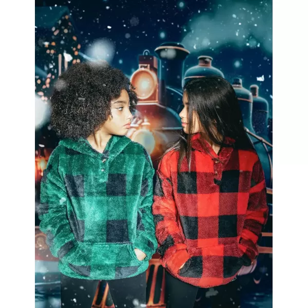 Arshiner Girls Warm Hoodie Sherpa Fleece Pullover Button Up Casual Outerwear Coat With Pockets