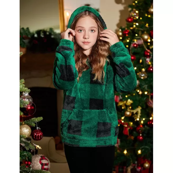 Arshiner Girls Warm Hoodie Sherpa Fleece Pullover Button Up Casual Outerwear Coat With Pockets
