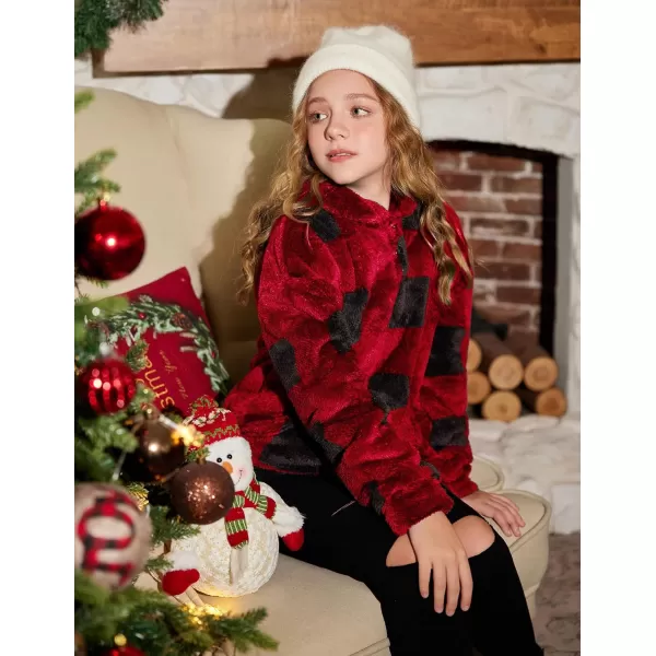 Arshiner Girls Warm Hoodie Sherpa Fleece Pullover Button Up Casual Outerwear Coat With Pockets