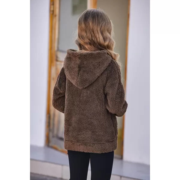 Arshiner Girls Warm Hoodie Sherpa Fleece Pullover Button Up Casual Outerwear Coat With Pockets