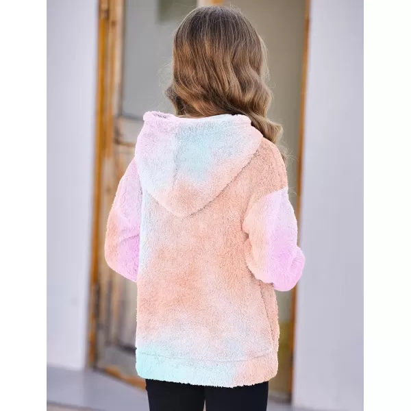 Arshiner Girls Warm Hoodie Sherpa Fleece Pullover Button Up Casual Outerwear Coat With Pockets