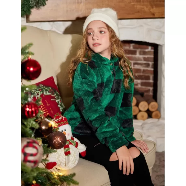 Arshiner Girls Warm Hoodie Sherpa Fleece Pullover Button Up Casual Outerwear Coat With Pockets