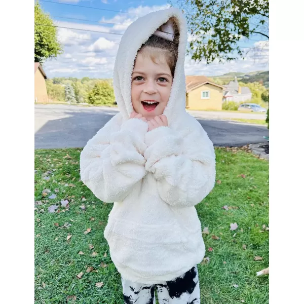 Arshiner Girls Warm Hoodie Sherpa Fleece Pullover Button Up Casual Outerwear Coat With Pockets