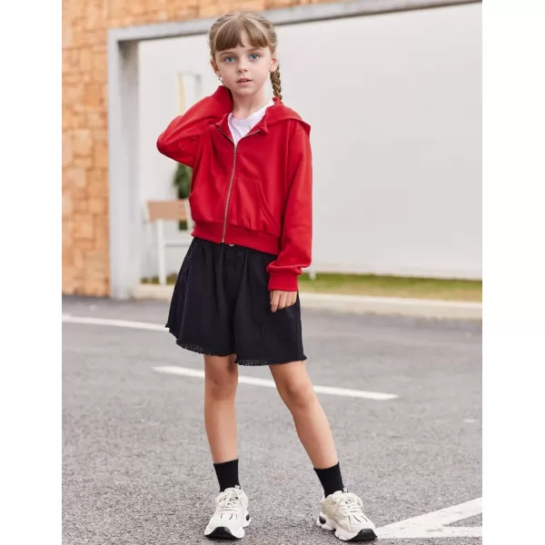 Arshiner Girls Zip Up Cropped Hoodies Casual Long Sleeve Sweatshirts Jackets with Pockets
