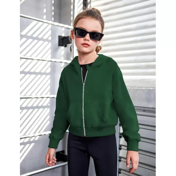 Arshiner Girls Zip Up Cropped Hoodies Casual Long Sleeve Sweatshirts Jackets with Pockets