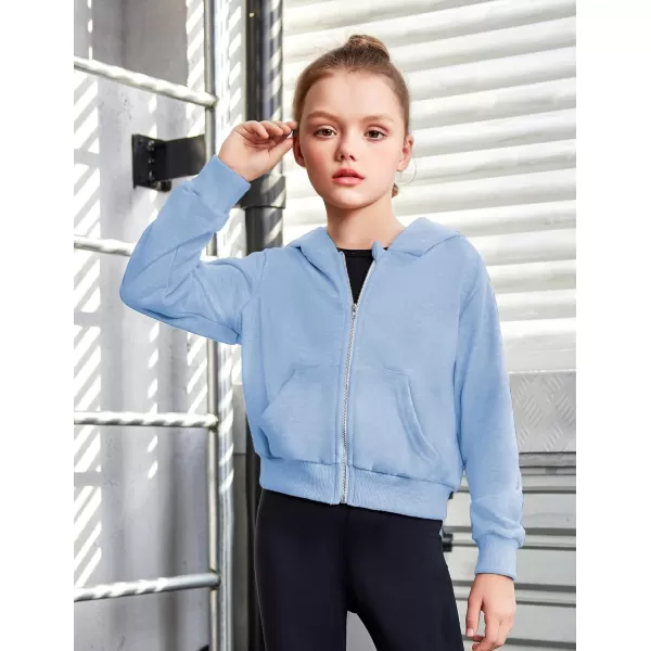 Arshiner Girls Zip Up Cropped Hoodies Casual Long Sleeve Sweatshirts Jackets with Pockets