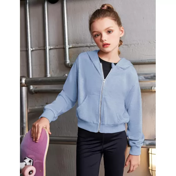 Arshiner Girls Zip Up Cropped Hoodies Casual Long Sleeve Sweatshirts Jackets with Pockets