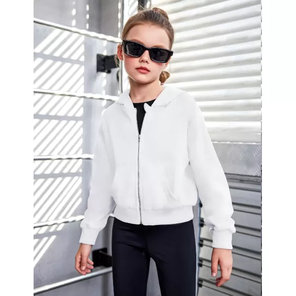 Arshiner Girls Zip Up Cropped Hoodies Casual Long Sleeve Sweatshirts Jackets with Pockets