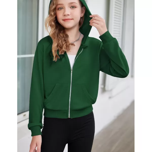 Arshiner Girls Zip Up Cropped Hoodies Casual Long Sleeve Sweatshirts Jackets with Pockets