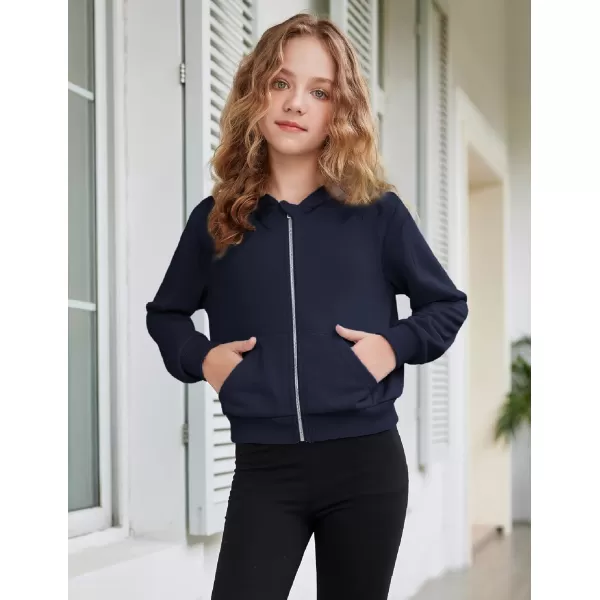 Arshiner Girls Zip Up Cropped Hoodies Casual Long Sleeve Sweatshirts Jackets with Pockets