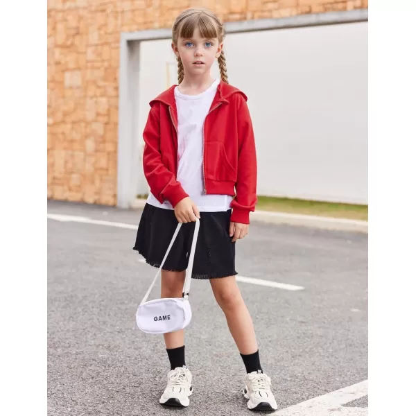 Arshiner Girls Zip Up Cropped Hoodies Casual Long Sleeve Sweatshirts Jackets with Pockets
