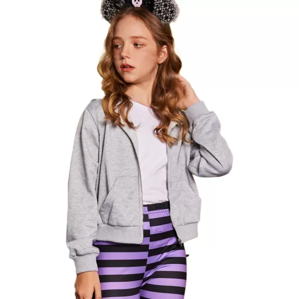 Arshiner Girls Zip Up Cropped Hoodies Casual Long Sleeve Sweatshirts Jackets with Pockets