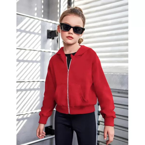 Arshiner Girls Zip Up Cropped Hoodies Casual Long Sleeve Sweatshirts Jackets with Pockets
