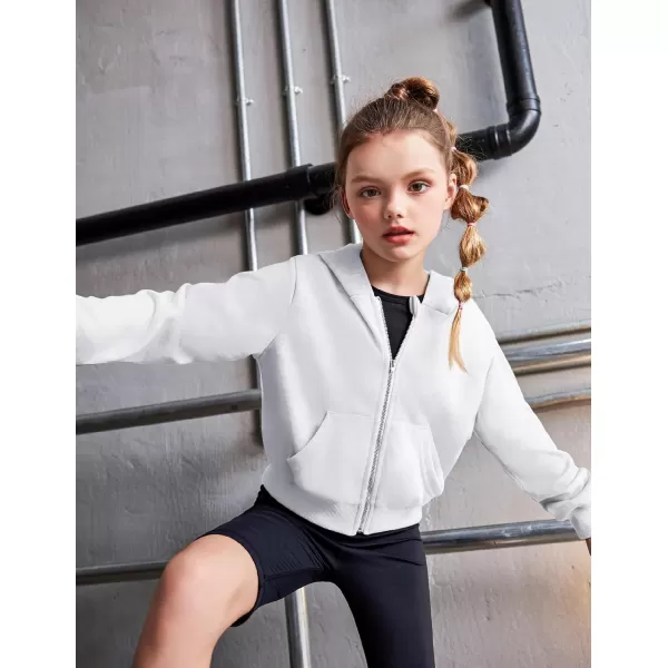 Arshiner Girls Zip Up Cropped Hoodies Casual Long Sleeve Sweatshirts Jackets with Pockets
