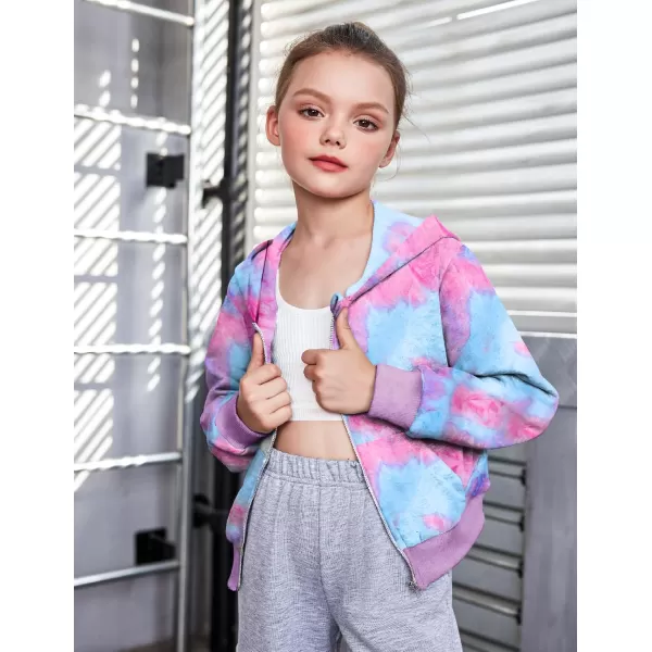 Arshiner Girls Zip Up Cropped Hoodies Casual Long Sleeve Sweatshirts Jackets with Pockets