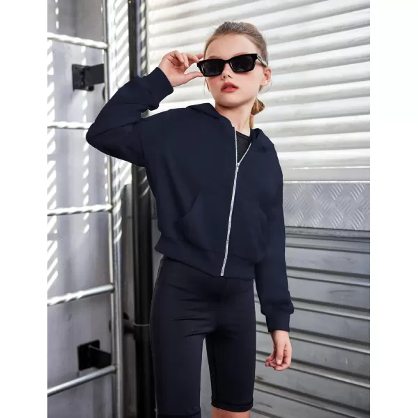 Arshiner Girls Zip Up Cropped Hoodies Casual Long Sleeve Sweatshirts Jackets with Pockets