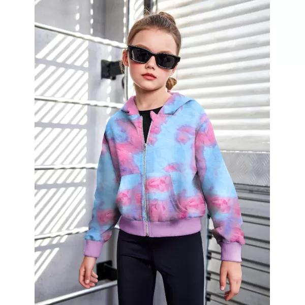 Arshiner Girls Zip Up Cropped Hoodies Casual Long Sleeve Sweatshirts Jackets with Pockets