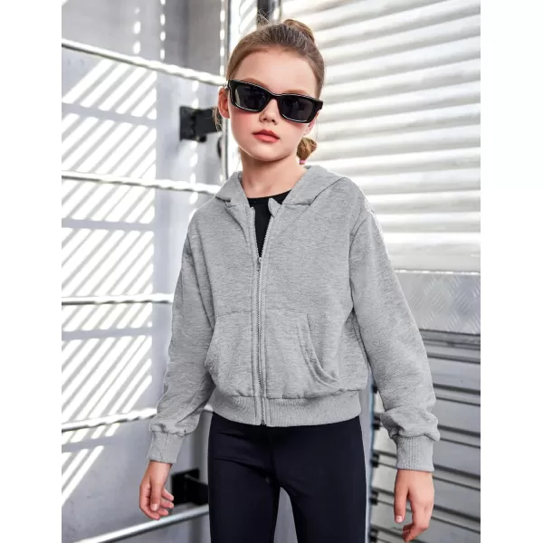 Arshiner Girls Zip Up Cropped Hoodies Casual Long Sleeve Sweatshirts Jackets with Pockets
