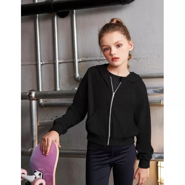 Arshiner Girls Zip Up Cropped Hoodies Casual Long Sleeve Sweatshirts Jackets with Pockets