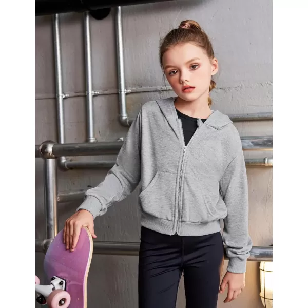 Arshiner Girls Zip Up Cropped Hoodies Casual Long Sleeve Sweatshirts Jackets with Pockets