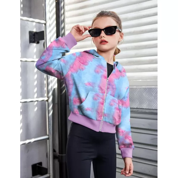 Arshiner Girls Zip Up Cropped Hoodies Casual Long Sleeve Sweatshirts Jackets with Pockets