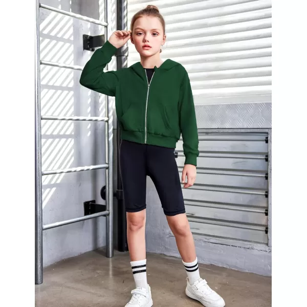 Arshiner Girls Zip Up Cropped Hoodies Casual Long Sleeve Sweatshirts Jackets with Pockets
