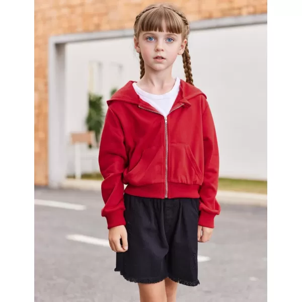 Arshiner Girls Zip Up Cropped Hoodies Casual Long Sleeve Sweatshirts Jackets with Pockets