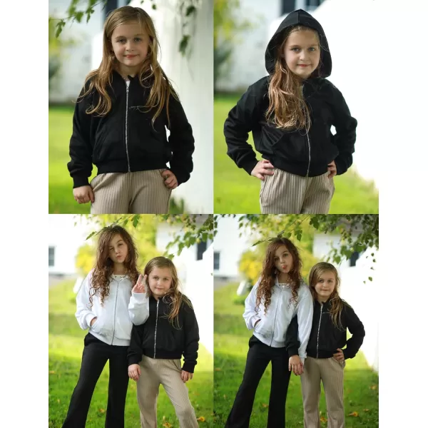 Arshiner Girls Zip Up Cropped Hoodies Casual Long Sleeve Sweatshirts Jackets with Pockets