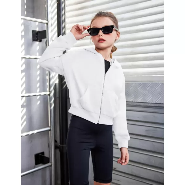 Arshiner Girls Zip Up Cropped Hoodies Casual Long Sleeve Sweatshirts Jackets with Pockets
