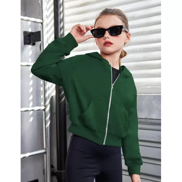 Arshiner Girls Zip Up Cropped Hoodies Casual Long Sleeve Sweatshirts Jackets with Pockets
