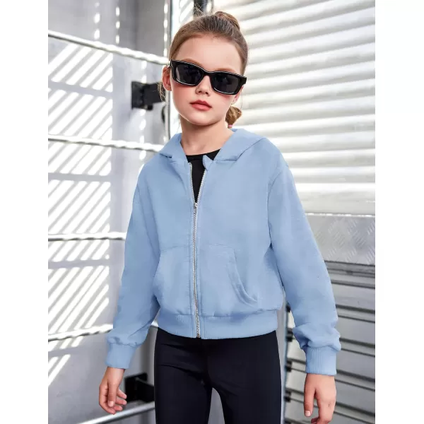 Arshiner Girls Zip Up Cropped Hoodies Casual Long Sleeve Sweatshirts Jackets with Pockets