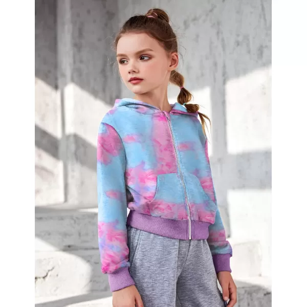 Arshiner Girls Zip Up Cropped Hoodies Casual Long Sleeve Sweatshirts Jackets with Pockets