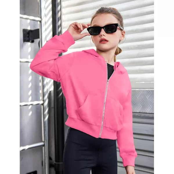 Arshiner Girls Zip Up Cropped Hoodies Casual Long Sleeve Sweatshirts Jackets with Pockets