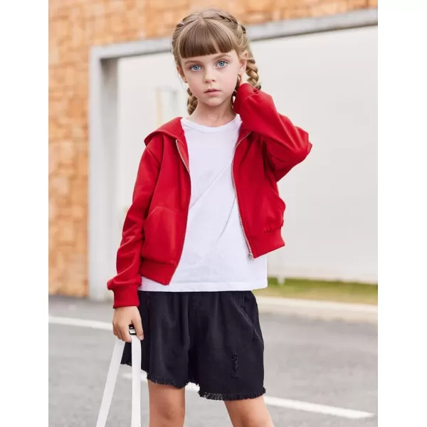 Arshiner Girls Zip Up Cropped Hoodies Casual Long Sleeve Sweatshirts Jackets with Pockets