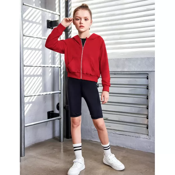 Arshiner Girls Zip Up Cropped Hoodies Casual Long Sleeve Sweatshirts Jackets with Pockets