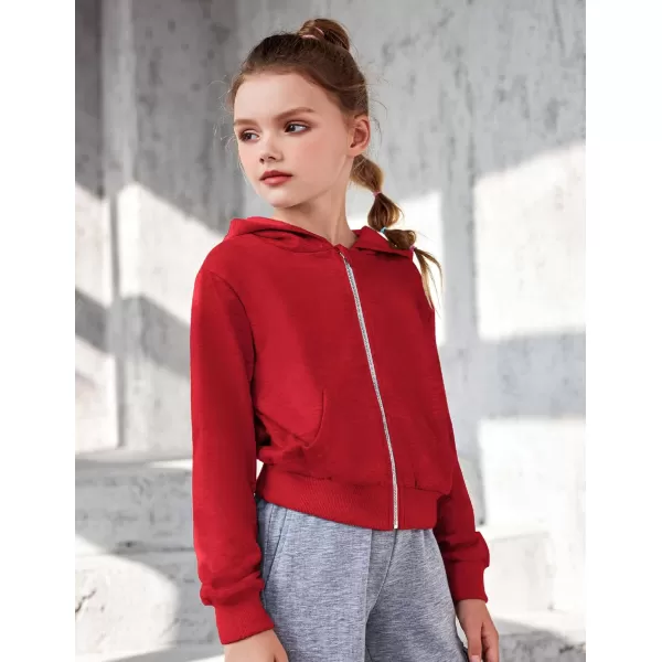 Arshiner Girls Zip Up Cropped Hoodies Casual Long Sleeve Sweatshirts Jackets with Pockets