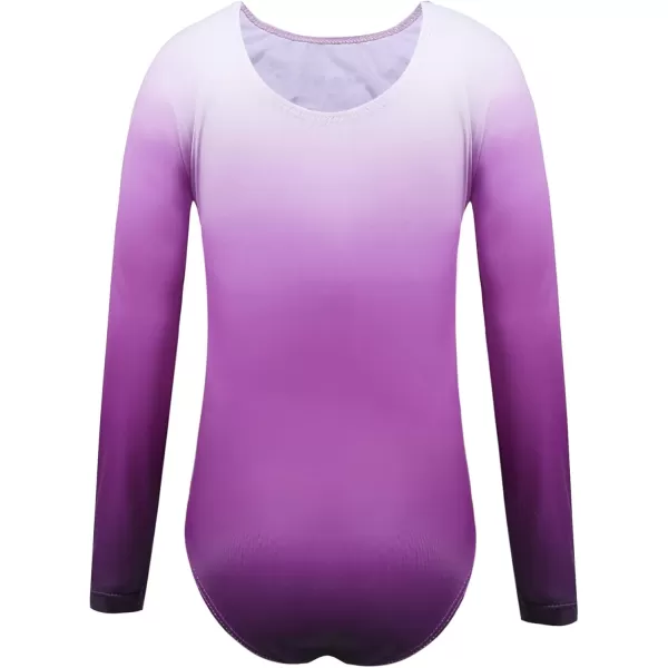 Arshiner Kid Girls Long Sleeve Color Gradient Gymnastics Leotard Shiny Diamond Ballet Dance One Piece Outfit