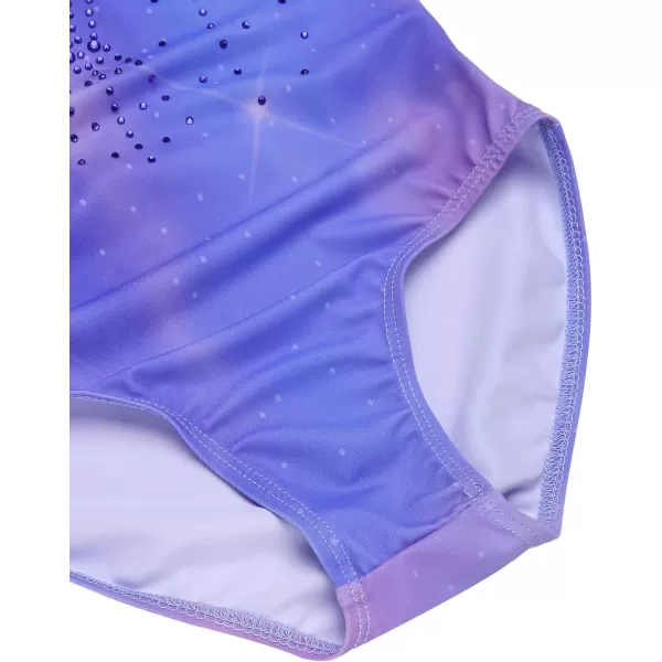 Arshiner Kid Girls Long Sleeve Color Gradient Gymnastics Leotard Shiny Diamond Ballet Dance One Piece Outfit