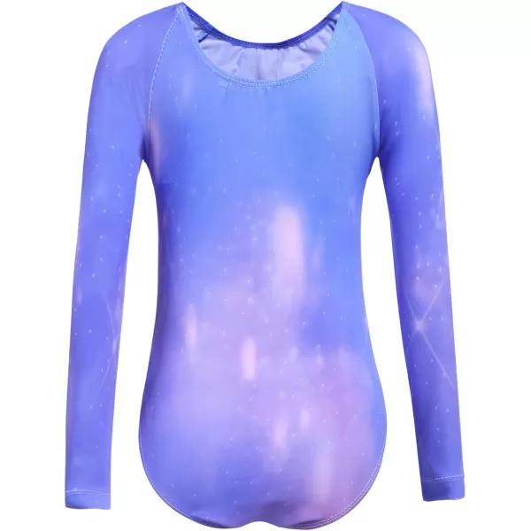 Arshiner Kid Girls Long Sleeve Color Gradient Gymnastics Leotard Shiny Diamond Ballet Dance One Piece Outfit