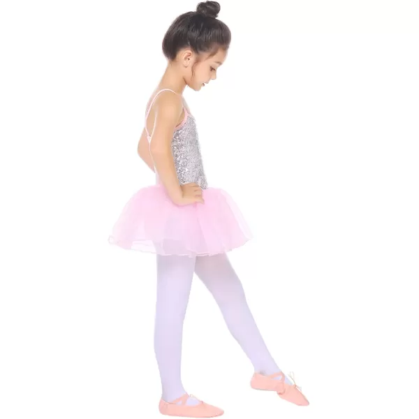 Arshiner Kids Girls Sequined Camisole Ballet Dance Leoatards Dress Gymnastics with Spark Tutu Skirt 