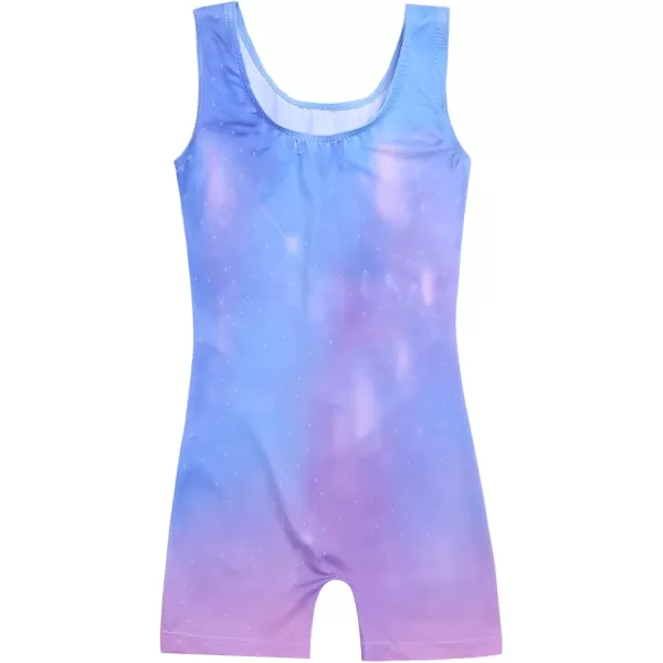 Arshiner Leotards for Girls Gymnastics with Shorts Color Gradient Shiny Diamond Kids Biketard