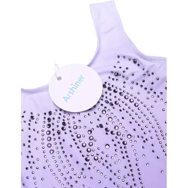 Arshiner Leotards for Girls Gymnastics with Shorts Color Gradient Shiny Diamond Kids Biketard