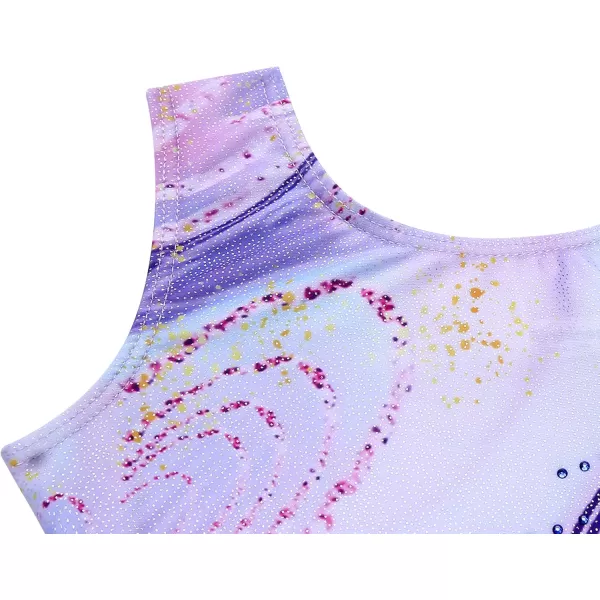 Arshiner Leotards for Girls Gymnastics with Shorts Color Gradient Shiny Diamond Kids Biketard