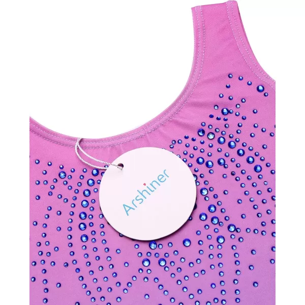 Arshiner Leotards for Girls Gymnastics with Shorts Color Gradient Shiny Diamond Kids Biketard