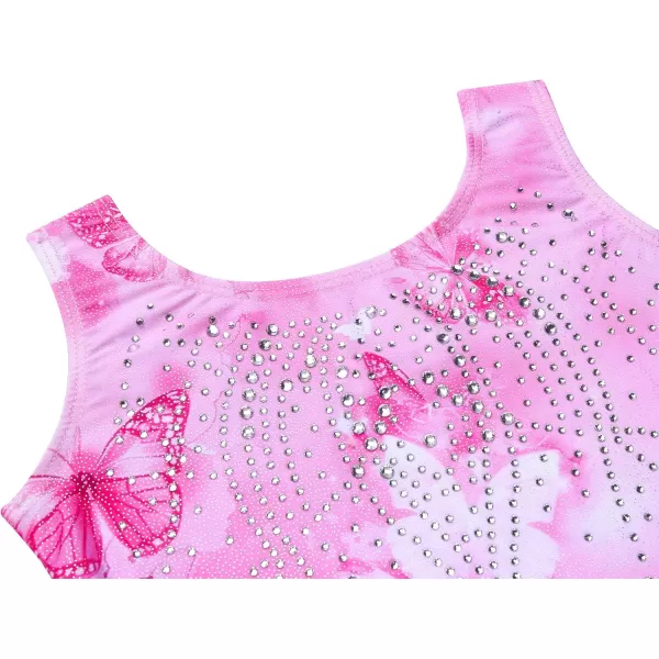 Arshiner Leotards for Girls Gymnastics with Shorts Color Gradient Shiny Diamond Kids Biketard